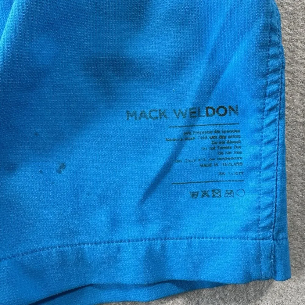 Mack Weldon Bathing Suit Men’s Swim Trunks Size L Blue Lined Zipper Pockets